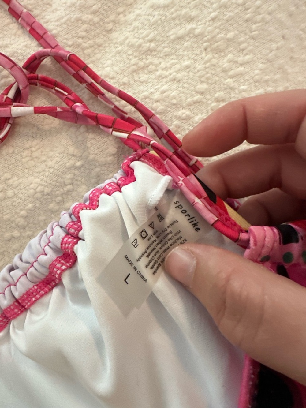 Bright Pink Patterned Ruffle Two-Piece Bikini - Picture 4 of 4